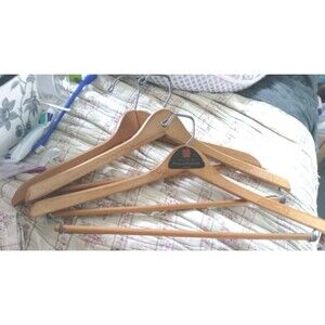 3 Wooden Suit Hangers One Is Vintage Kuppenheimer Labeled Two Plain